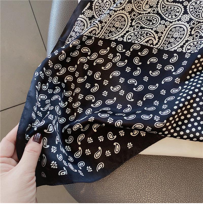 Professional Paisley Polka Dot Black Mulberry Silk Scarf for Women - Spring/Autumn Decorative Square Neckerchief