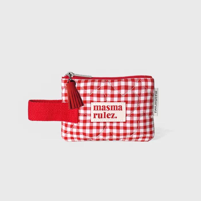Mini strap pouch_Heart check Red