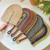 Bohemian Natural Seagrass Straw Hand Fan Ins Style Wall Hanging Tropical Home Decor Summer Cooling Hand-Cranked Cattail Leaf Fan