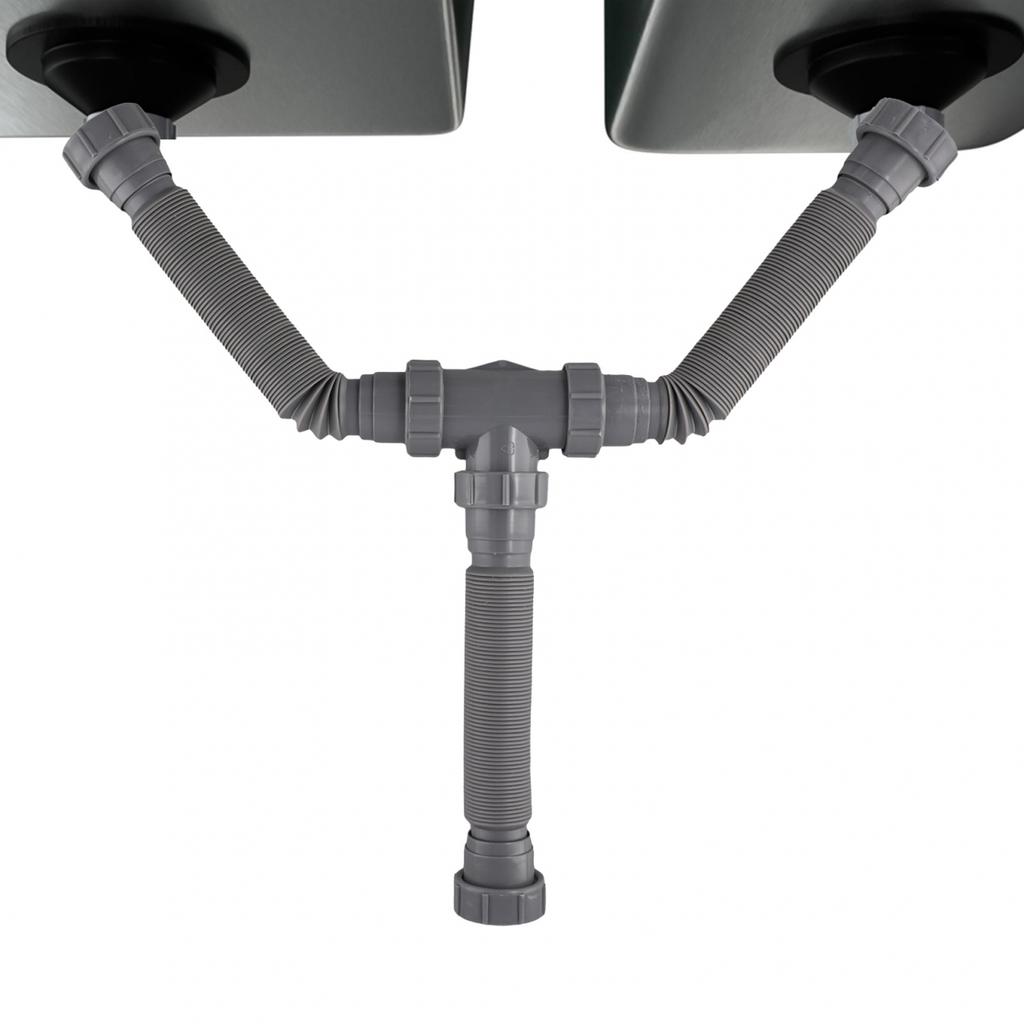 Adjustable Double Sink Drain Kit: Flexible 1-1/2 & 1-1/4 Inch P Trap Sink Drain
