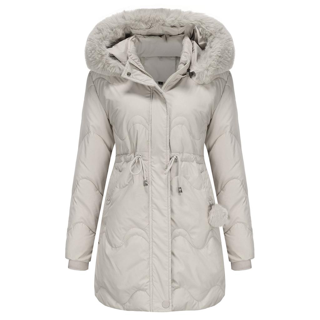 Detachable Hat Fashion Trend Women's Thickened Outdoor Warm Winter Jacket - Wrinkle Resistant Lightweight Soft Comfortable Long Sleeve Down Jacket