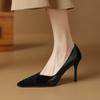 Fashion Women's new pointed leather patent leather color blocked temperament sexy slim heel high-heeled plus size work shoes