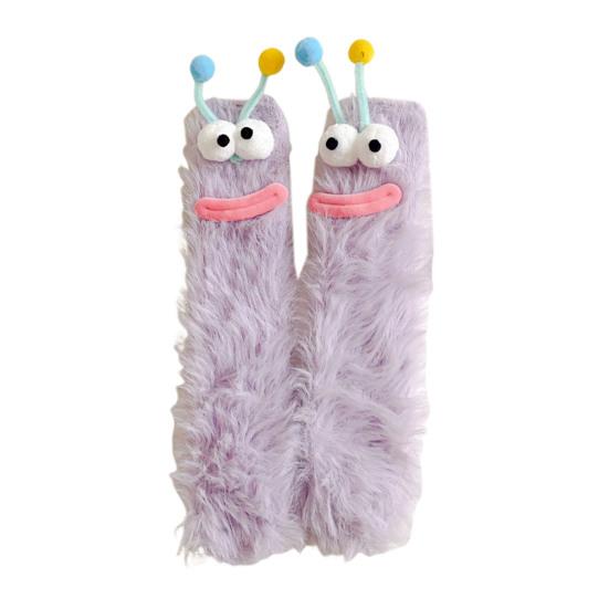 Fuzzy Silly Socks Funny Fluffy Cartoon Socks with Eyes Cute Winter Sleeping Socks for Women Girls Boys Men Indoor Lounging
