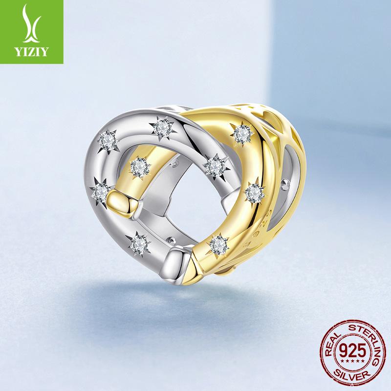 Love Horseshoe Interwoven Diy Beaded Jewelry Accessories S925 Sterling Silver Classic Heart Beads