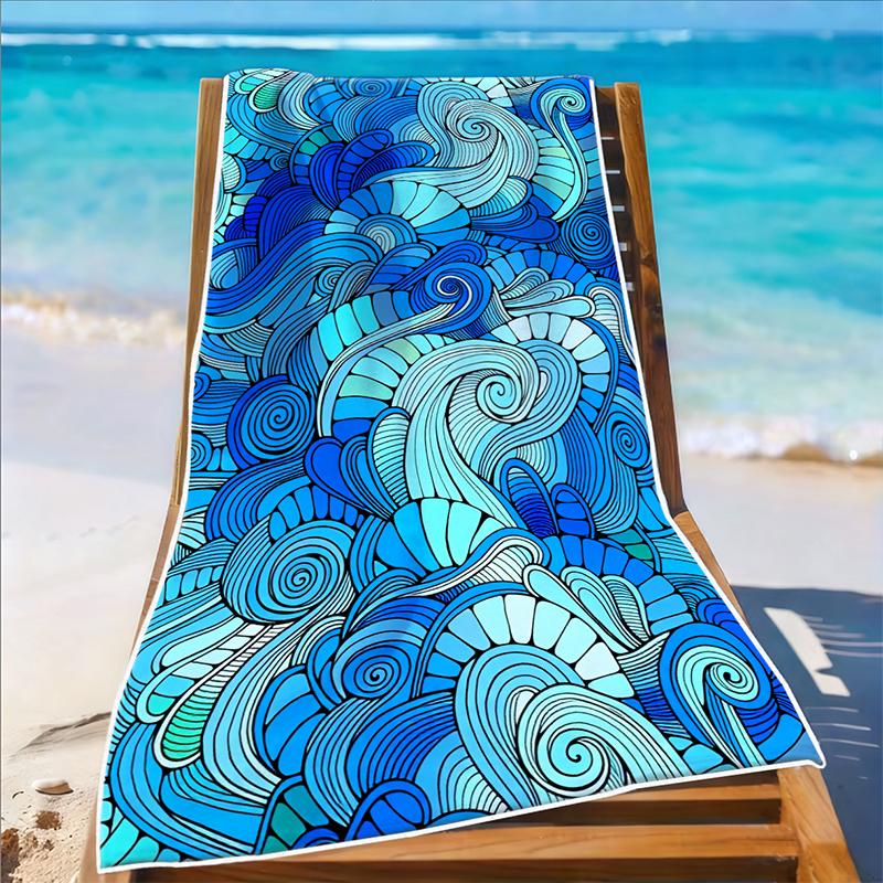 1Pc, Blue Rhapsody Beach Towel, Super Absorbent Lightweight Beach Towel - Sand-Free Quick-Dry Towel, Soft Microfiber