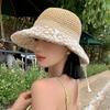 New Summer Women'S Fishing Hat Sun Protection Hat Lace Trim Beach Straw Hat Breathable And Stylish