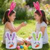 Easter Egg Bucket, Cloth Easter Bunny Basket, Bunny Face Printed Basket, Easter Egg Treasure Bucket With Handle, Party Gift