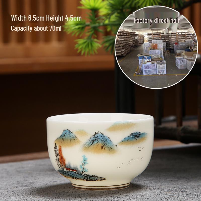 Sheep Fat Jade Porcelain Teacup: Chinese Ceramic Master Cup for Tea Tasting