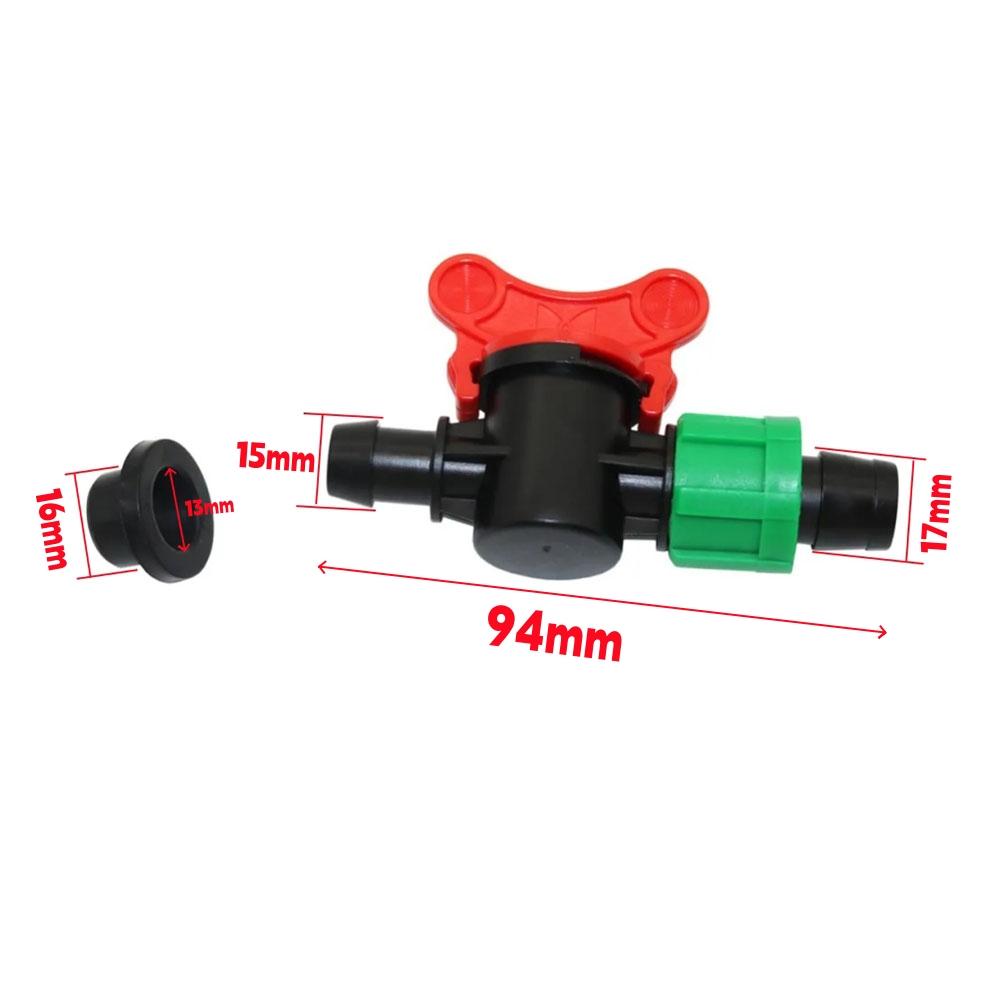 16mm Drip Irrigation Tape Locking Bypass Valve with T-ring DN17mm PE Pipe Bypass Straight Connector for Micro-Irrigation Tape