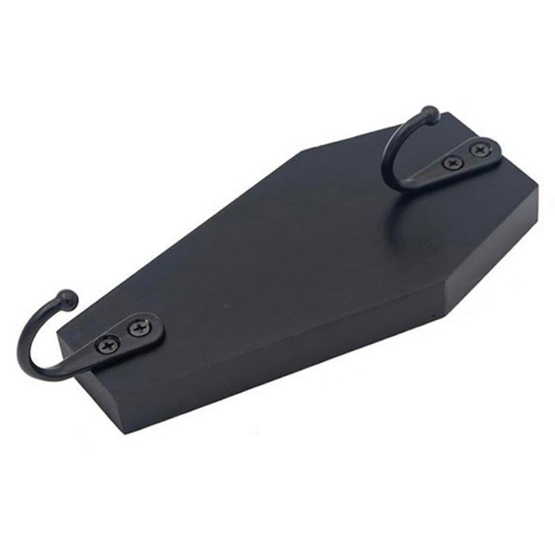 A96K-Halloween Coffin Wall Hanging, Coffin Wall Hook For Keys For Wall - Rustic Black Wooden Hanger For Keys, Mugs, Purse