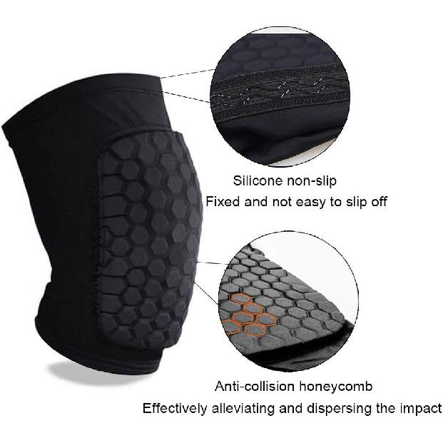 Knee Compression Pads,Basketball Knee Pads with Honeycomb Padding, Breathable and Non-Slip Knee Pads for Volleyball Gym Running Workout Sports, Hex