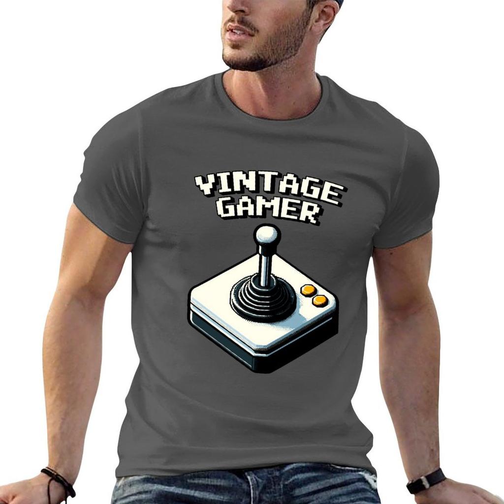 Retro Gaming Vintage Gamer Video Game Controller Tshirt Vintage Print Crew Neck Tee