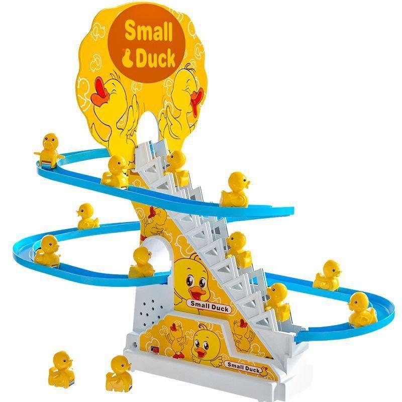 1SET Little Duck Climbing Stairs Little Yellow Duck Climbing Stairs Slide Track Toy Climbing Stairs Duck