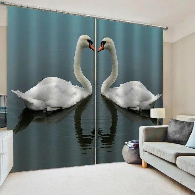 Kwiat czerwonej róży nadruk łabędzia zasłony kieszonkowe leczenie okienne do sypialni biuro kuchnia salon wystrój domu dziewczyna 2 szt