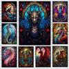 Stained Glass Animal Dragon Bird Shark Prints Poster Canvas Painting Modern Wall Art Pictures For Living Room Bedroom Home Decor