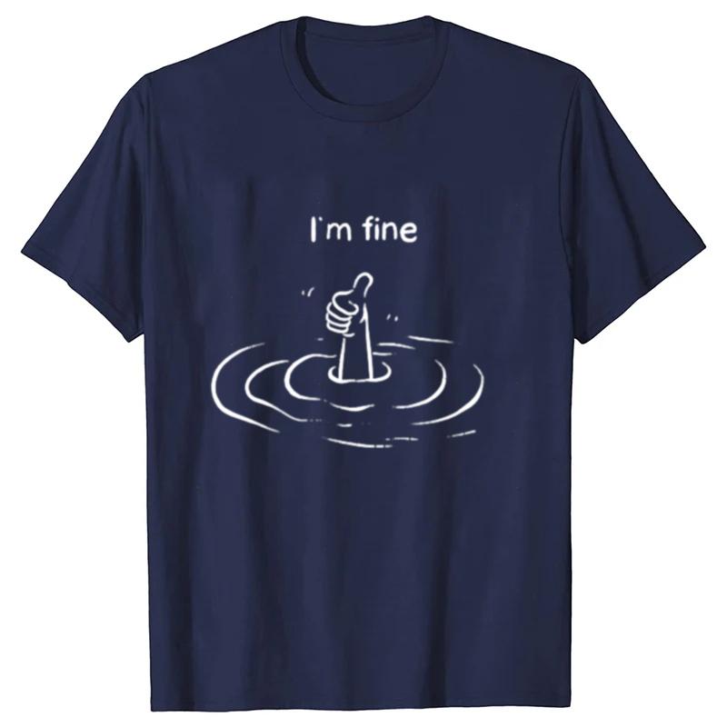 I'm Fine Print T-Shirt Summer Tees For Men Women Oversize Casual Short Sleeve Tops