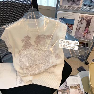 Summer Embroidery Fashion Sweater Vest Women Vintage Sleeveless Round Neck Pullover Top Ladies Women's Sweaters