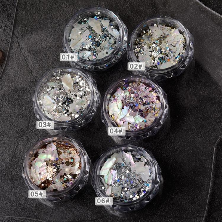 Unregelmäßige Nagel-Abalone-Muschelschalen-Scheiben Nagelglitzer-Flocken Nagelkunst-Muschelstück