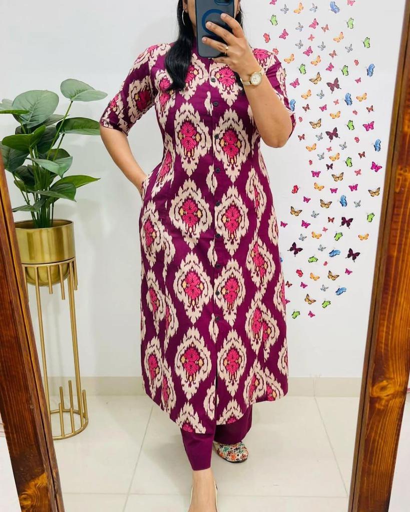 Indian Designer A-line Kurta Pant Cord Set Women Party Wear Designer Top Tunic Kurti Dress