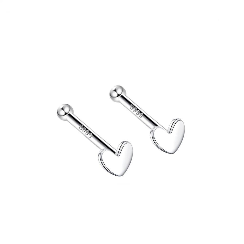 S999 Pure Silver Minimalist Women's Earrings – Small Bean Ear Bone Studs, Anti-Blocking Design for Commuting
