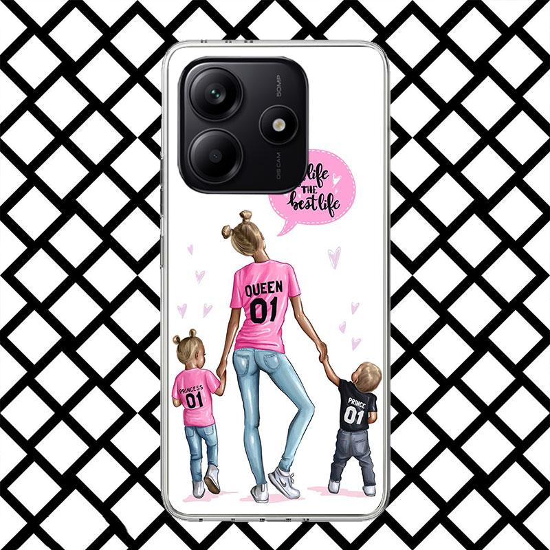 Mama Baby Mädchen Handyhülle für Xiaomi Redmi Note 15 14 14S 13 12 12S 11 Pro Plus 11E 11T 11S 10S 5G Weiche Hülle Fundas Redmi Note