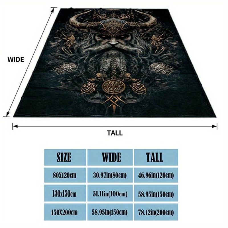 Dark Fantasy Style Viking Head Pattern Printed Blanket, Suitable for Sofa, Bed, Camping, Office, Travel Gift Blanket, All-season Multi-purpo