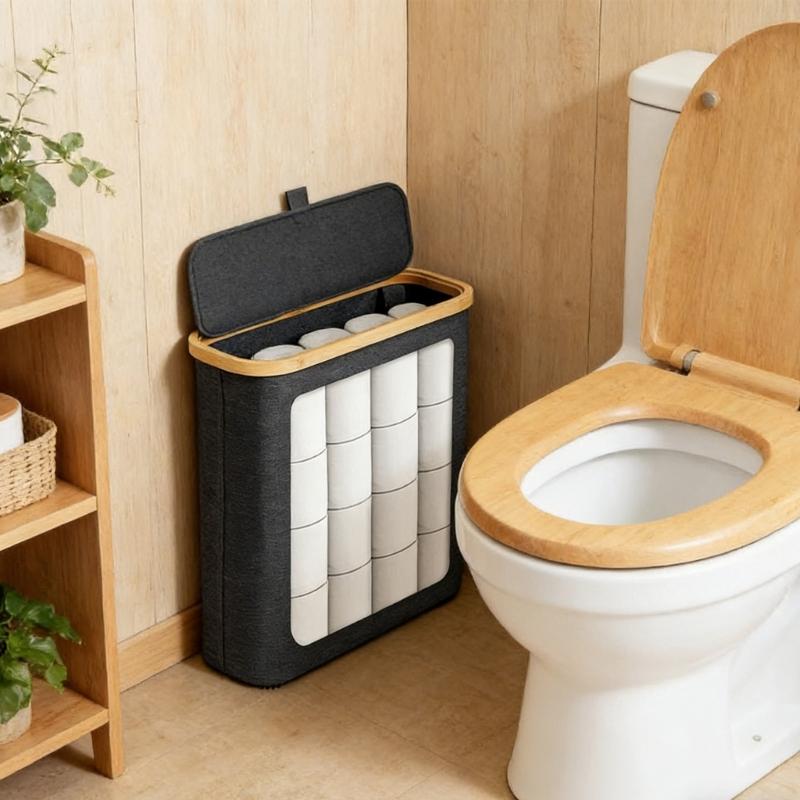 Oxford Cloth Toilet Paper Dispenser Box For Small Spaces Space Saving Bathroom Tissue Holder With Lid