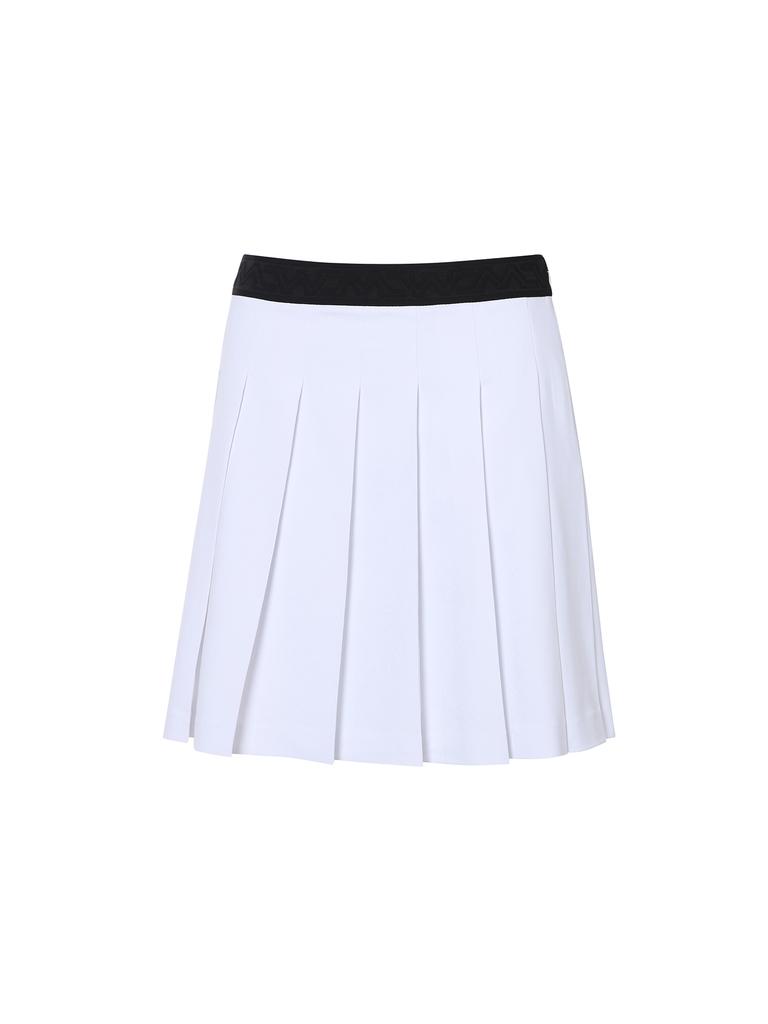 Wide Angle Co Monogram Band Mid-Length Pleated Culottes L_White