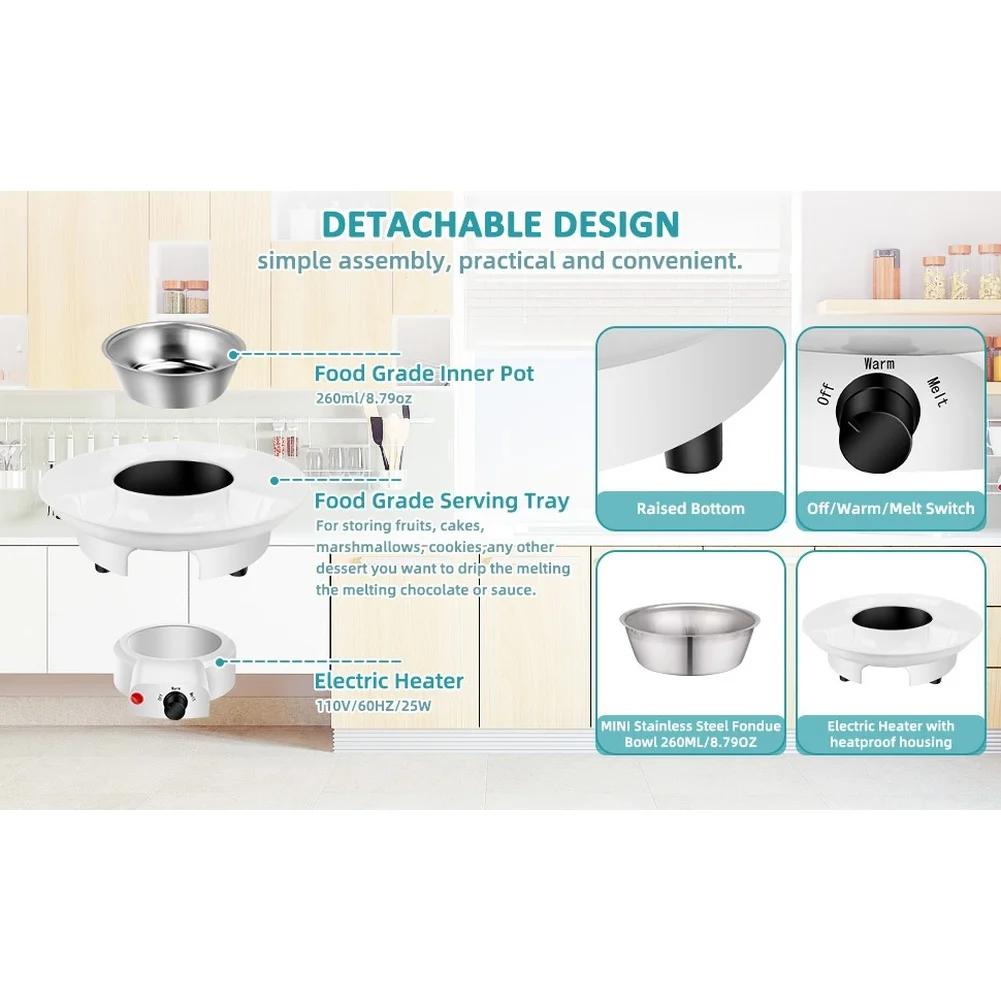 1 Set Chocolate Fondue Set 260ml Melting Pot Electric Chocolate Fondue Set 2 Heat Settings & Easy Clean Idea Kitchen Cook Tools