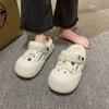 Height-increasing Cute Velvet Warm Bag Head Half Slippers Thick-soled Hole Shoes Cotton Slippers Autumn and Winter Wear 2025 New Models
