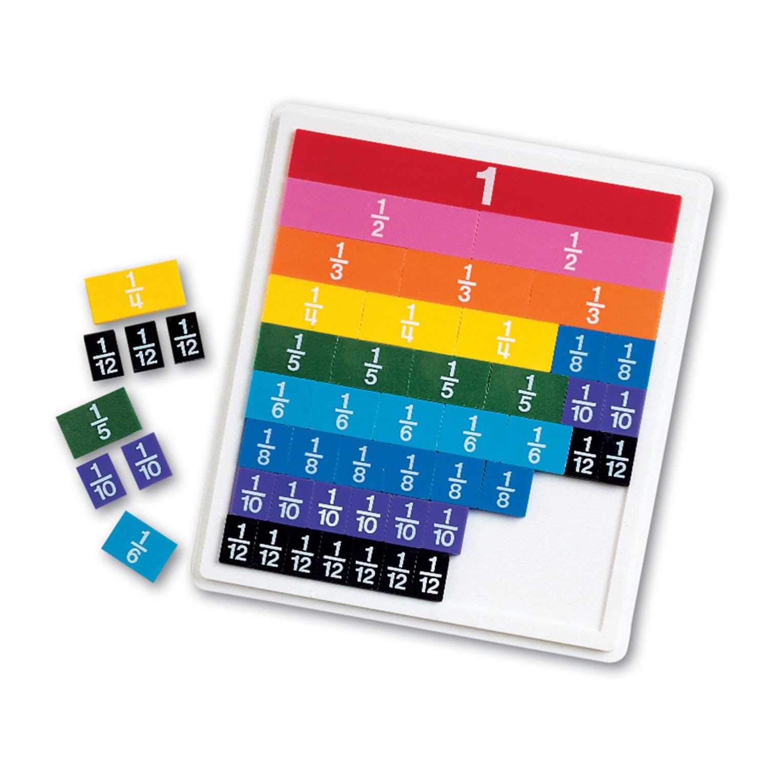 

Learning Resources Math Learning Materials, Fractions, Rainbow Tile-Shaped, with Case, LER0615, Authentic