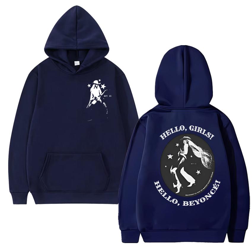 

2025 New in Hello Girl Hello Beyonce Double Sided printed Sweatshirt Men women vintage Y2k black Hoodies Unisex Fleece pullovers 3XL