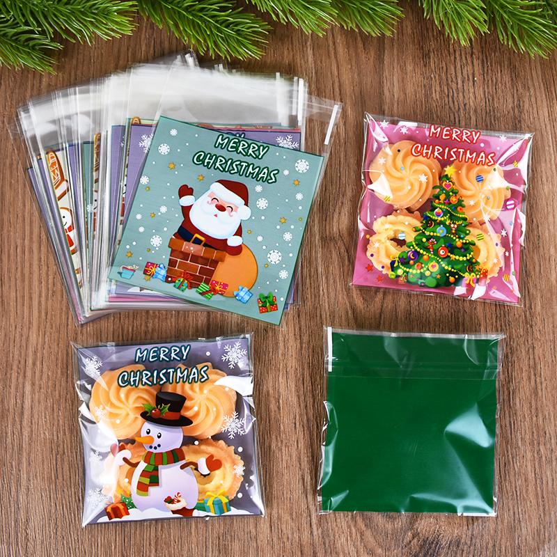 100 buc Pungă Crăciun Bomboane Biscuiți Moș Crăciun Cadou Autoadezivă Ambalaj Decor Petrecere Crăciun Anul Nou