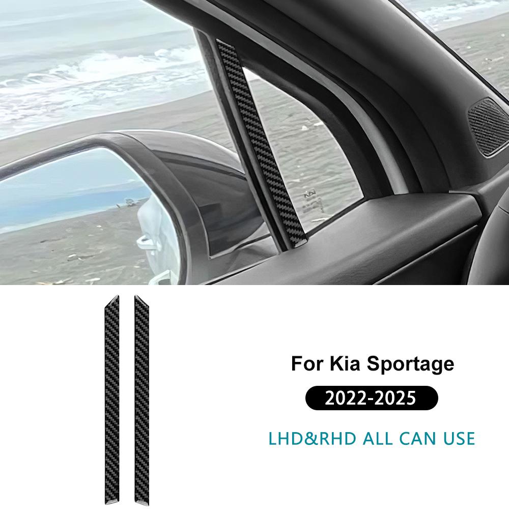 Real Soft Carbon Fiber Sticker For Kia Sportage NQ5 2022 2023 2024 2025 LHD RHD Car A-pillar Side Decor Trim Accessories
