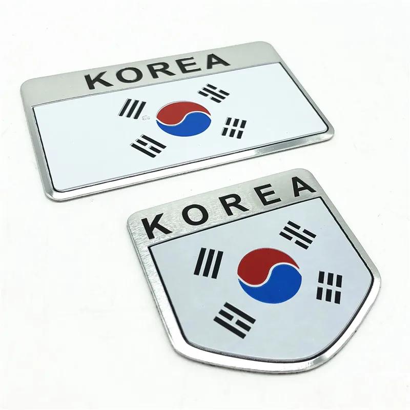 3D Metal Korea Korean National Flag Badge Car Front Grill Grille Emblem Sticker Racing Sports Decal For Hyundai Kia Renault BMW Ys2