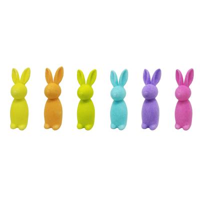 Flocked Bunny Easter Decoration Spring Table Centerpiece Tabletop Ornament for Balcony Living Room Bookshelf Holiday Desk
