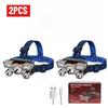 Lampada frontale LED ad alta potenza 5*, Luce super luminosa ricaricabile per pesca e campeggio, Lampada da minatore montata sulla testa a lunga gittata, Torcia elettrica