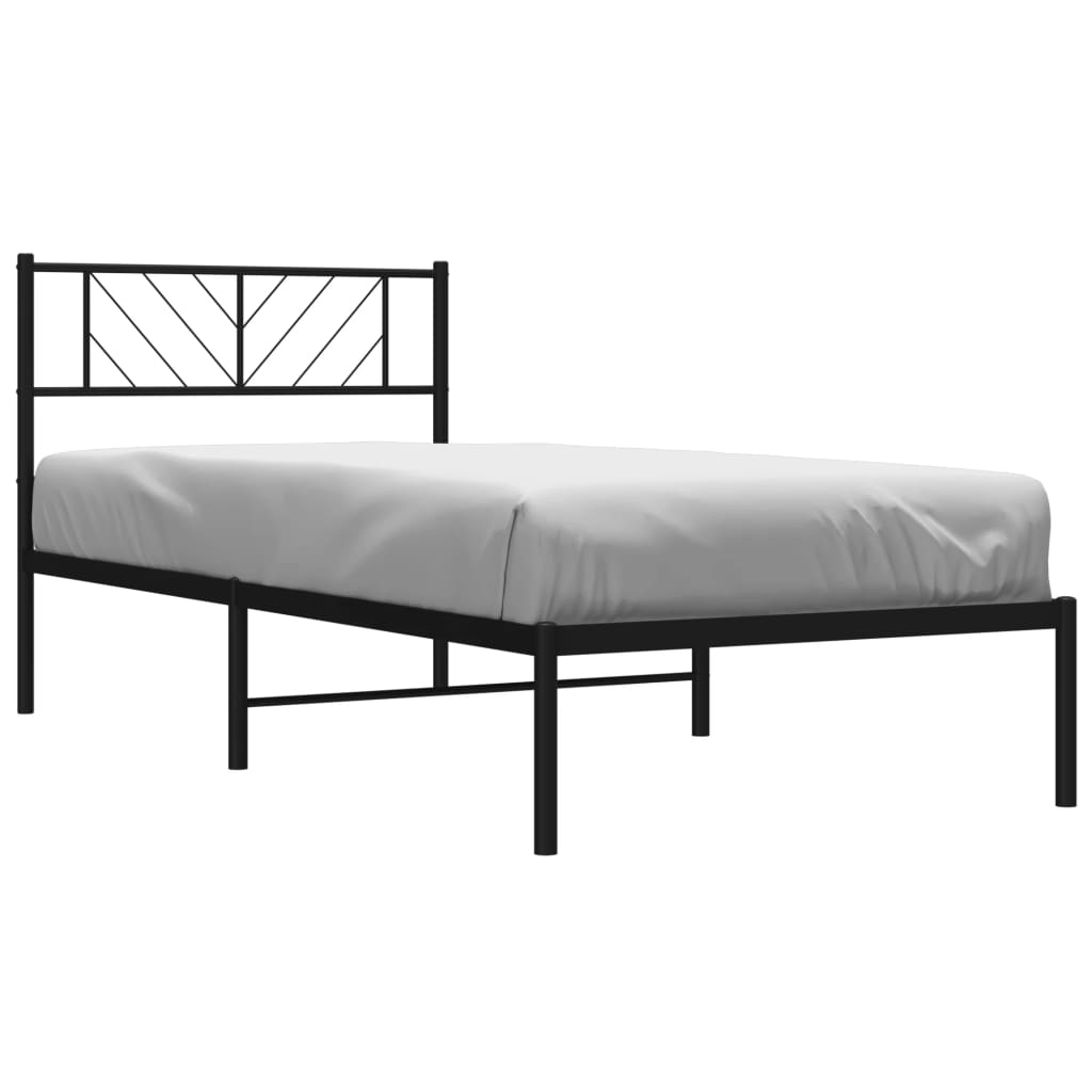 Vidaxl Metalowa Rama Łóżka Z Wezgłowiem, Czarna, 75X190 Cm
