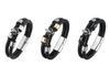 European & American Men's Woven Leather & Stainless Steel Bracelet