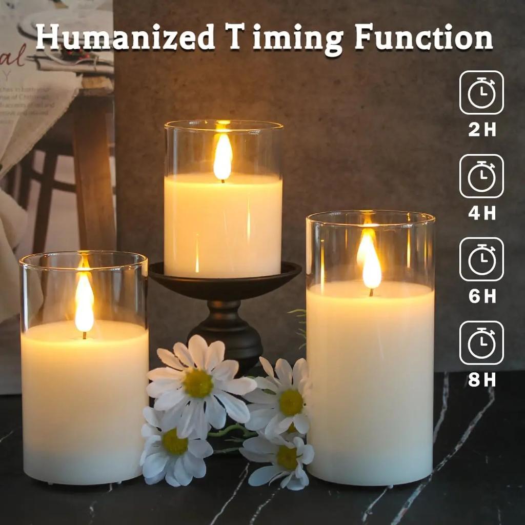 LED Lights for Home Electronic Candle LED Candle Decoration LED Glass Candle Full Set Remote Control Timer for Christmas Wedding