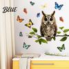 Nature Inspired Balcony Glass Decor Owl Butterfly Wall Sticker Forest Animal Illustration Decorative Decals Window Cling Waterproof Removable