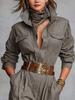 Damen Langarm Hemdkleid mit Tasche Strampler und Hose