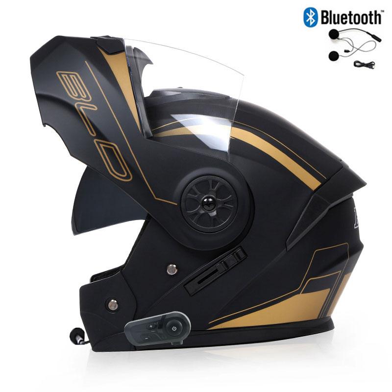 Bluetooth Men's Motorcycle Helmets Full Face Casco for Motorcycles Man Motocross Kask Flip up Casque De Moto  DOT Certified BLD