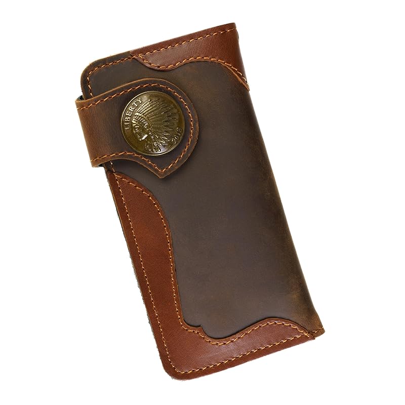 

[Sasical] bikers wallet long wallet riders wallet American casual leather wallet bi-fold wallet men s genuine leather leather wallet cowhide men s