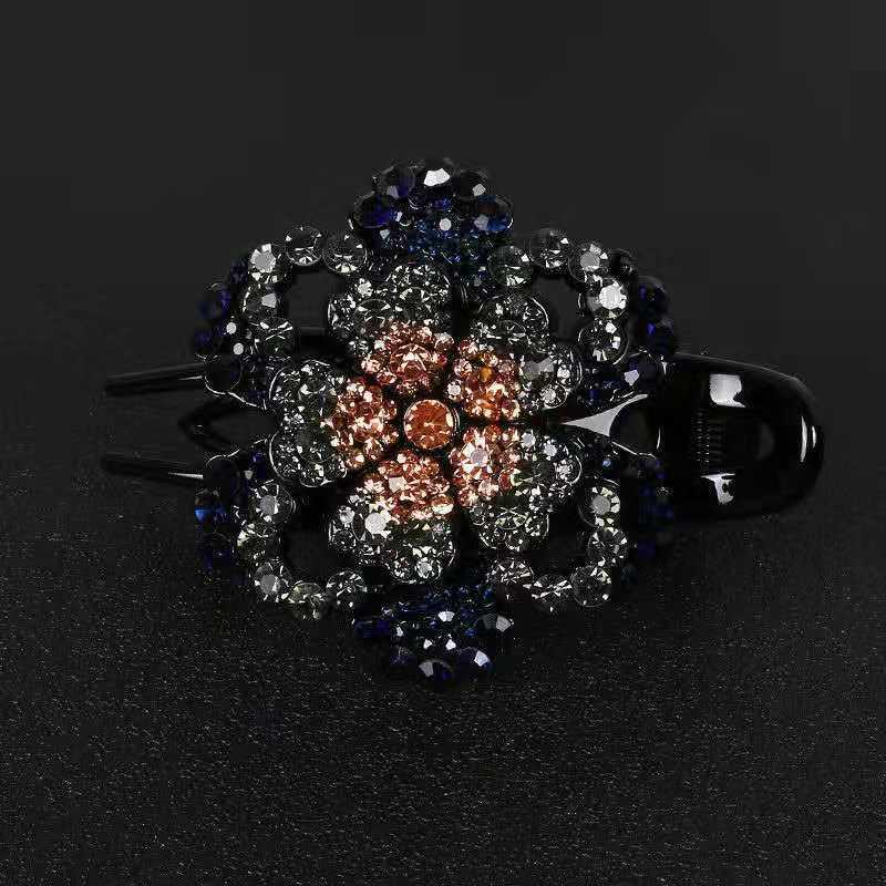 Elegant Rhinestone Duckbill Three-Tooth Updo Hair Clip for Moms