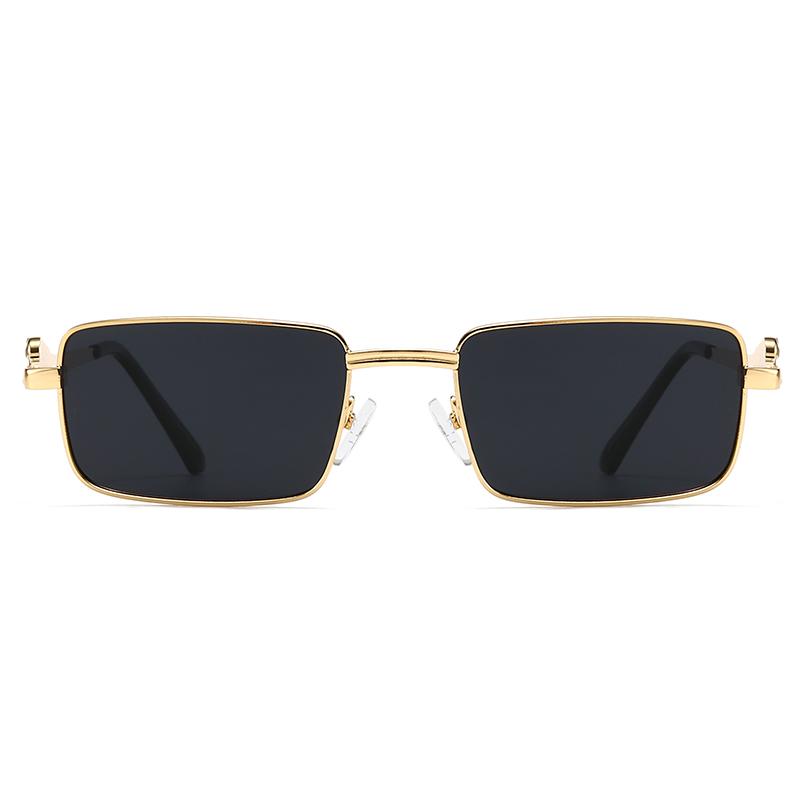 Popular Cross-Border Sunglasses for Men European and American Street Style Instagram Influencer Model Rectangular Metal Sunglasses for Women 1421