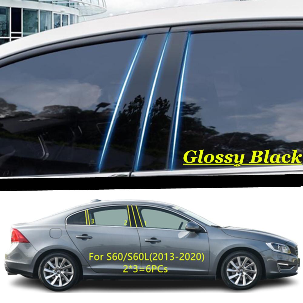 For Volvo S60/S60L 2013-2024/S90 2016- Car PC Material Pillar Post Cover Door Trim Window Molding Sticker Plate Accessories Black S60 2013-2020