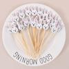 100 brochetas de bambú desechables para Pascua, palillos para comida, huevos de conejo, tenedores de fruta, palitos para bufé de magdalenas, decoración para fiestas de Pascua y cumpleaños
