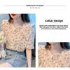 Ruffled floral chiffon blouse for women, summer 2026, sweet and elegant short-sleeved casual top