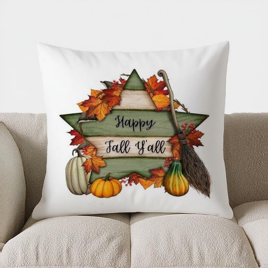 Home Decor Hello Autumn: Bird & Pumpkin Throw Pillow Pattern Cushion Cover Suitable For Sofa Bedroom Car Pillow Cover